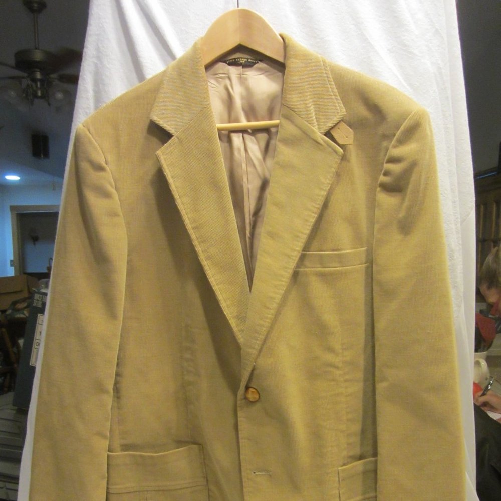 RETRO 70'S HAGAR CORDUROY BLAZER, TAN, SIZE 42
